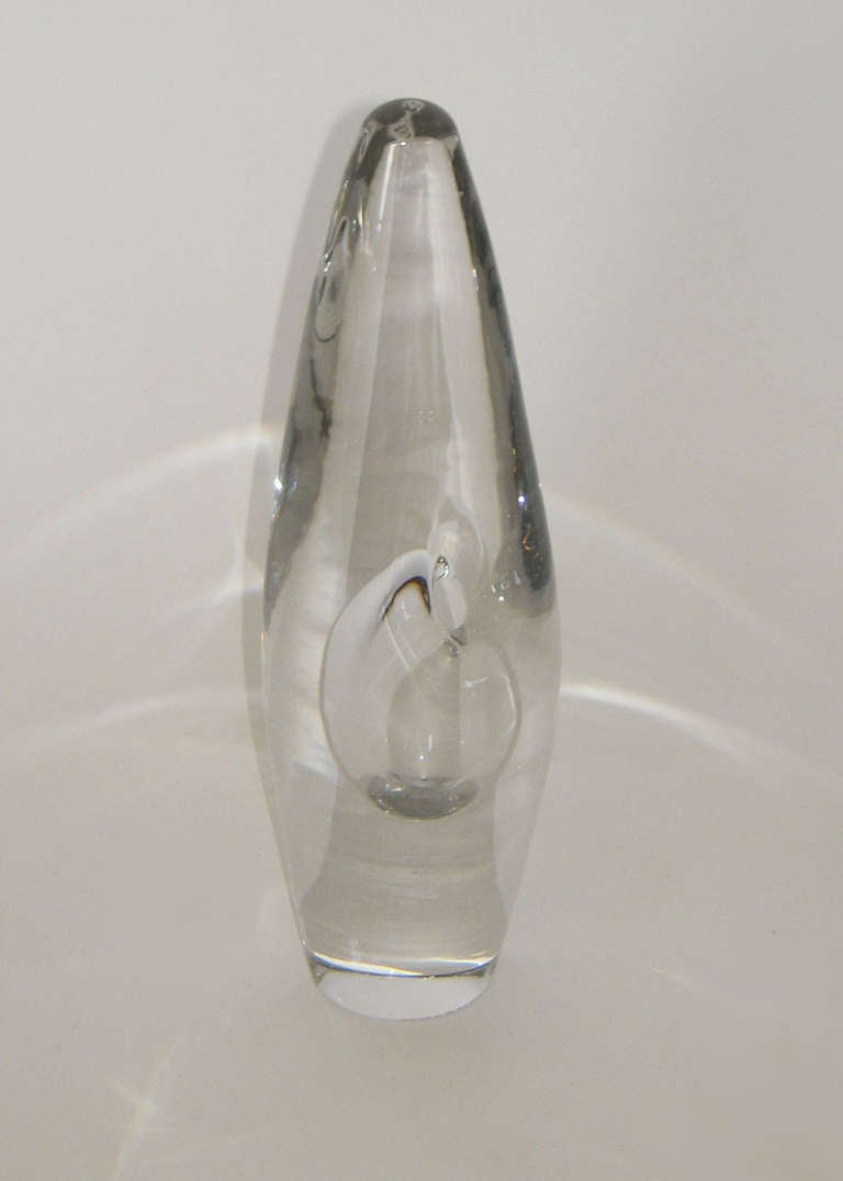 Clear glass orchid vase designed by Timo Sarpaneva for Littala Finland. Signed.