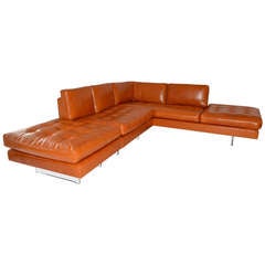 Vintage Sofa by Vladimir Kagan in Leather on Lucite Legs with Lights