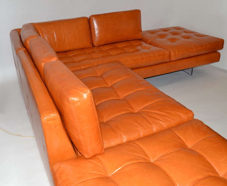 American Sofa by Vladimir Kagan in Leather on Lucite Legs with Lights