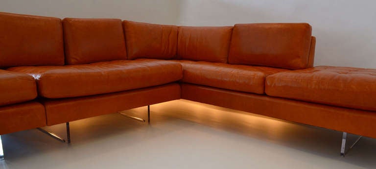 Late 20th Century Sofa by Vladimir Kagan in Leather on Lucite Legs with Lights