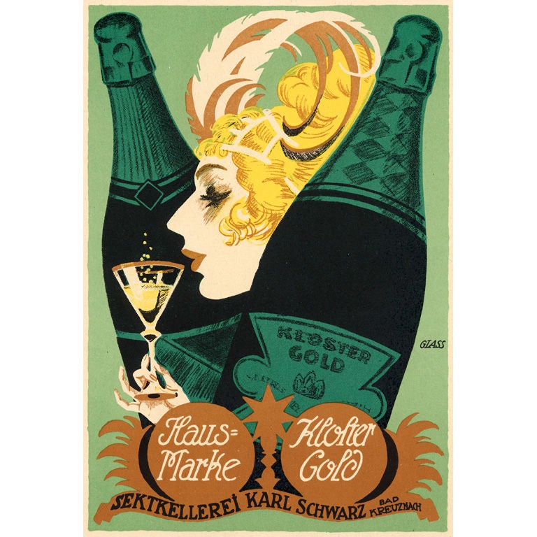 Art Deco Champagne Poster For Sale