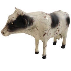Used Hand Carved & Original  Painted Wood Cow