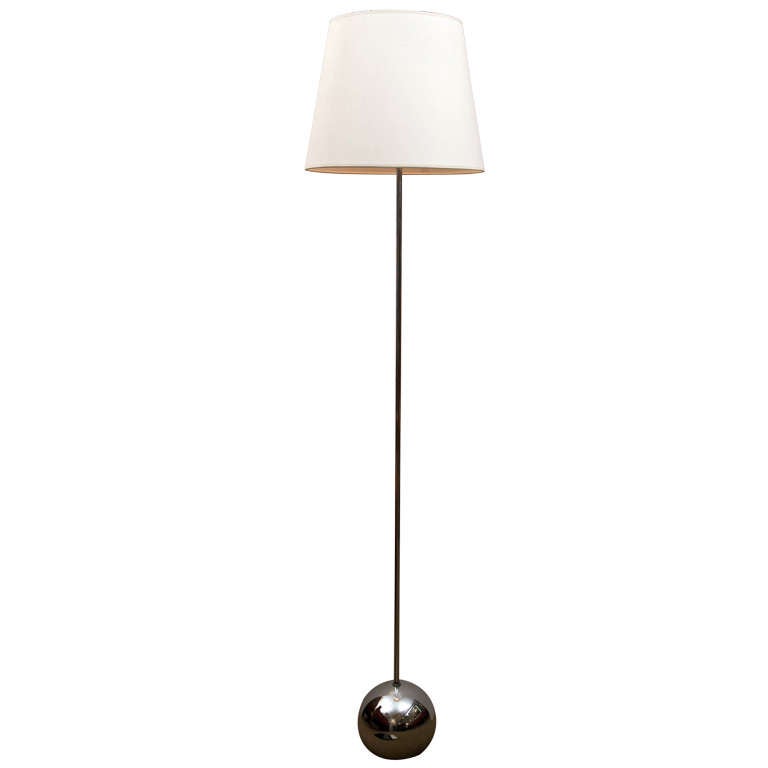 MidCentury Chrome Ball Base Floor Lamp at 1stDibs