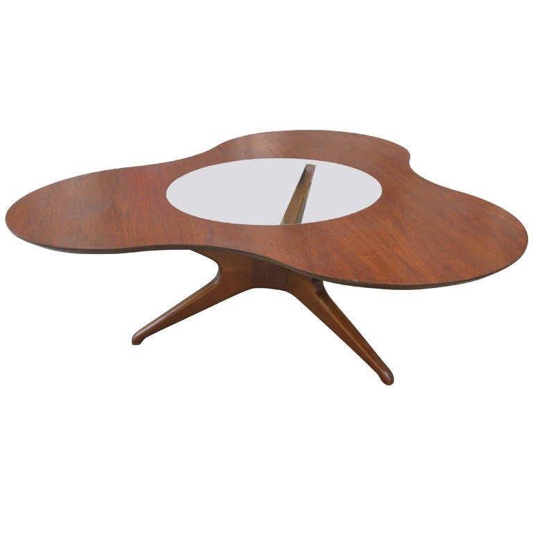 Erno Fabry for Fabry Associates Walnut and Glass Coffee Table