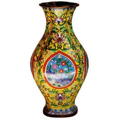 Antique Chinese Cloisonne Oval Vase or lamp base
