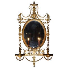 George III Style Gilded Oval Mirror