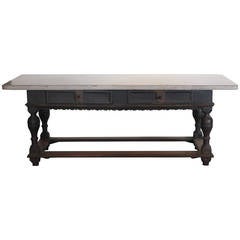 Large Baroque Stone-Top Table, Sweden 1740s