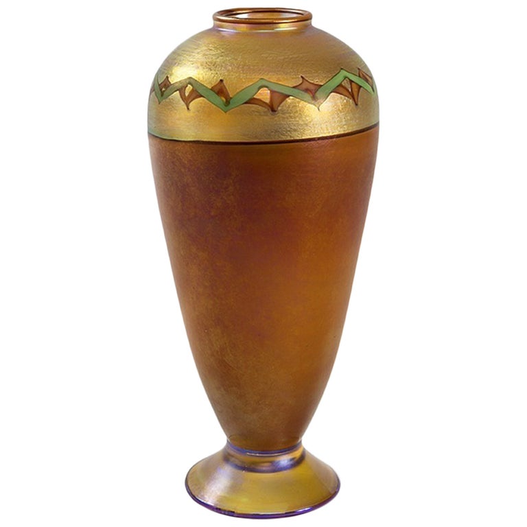Tiffany Studios New York “Tel El Amarna” Glass Pedestal Vase For Sale