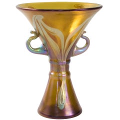 Loetz Art Nouveau Iridescent Amber Favrile Glass Vase 8