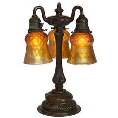 Tiffany Studios New York Glass and Bronze Desk Lamp