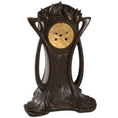 Art Nouveau Bronze Mantel Clock by P.H. Gautu