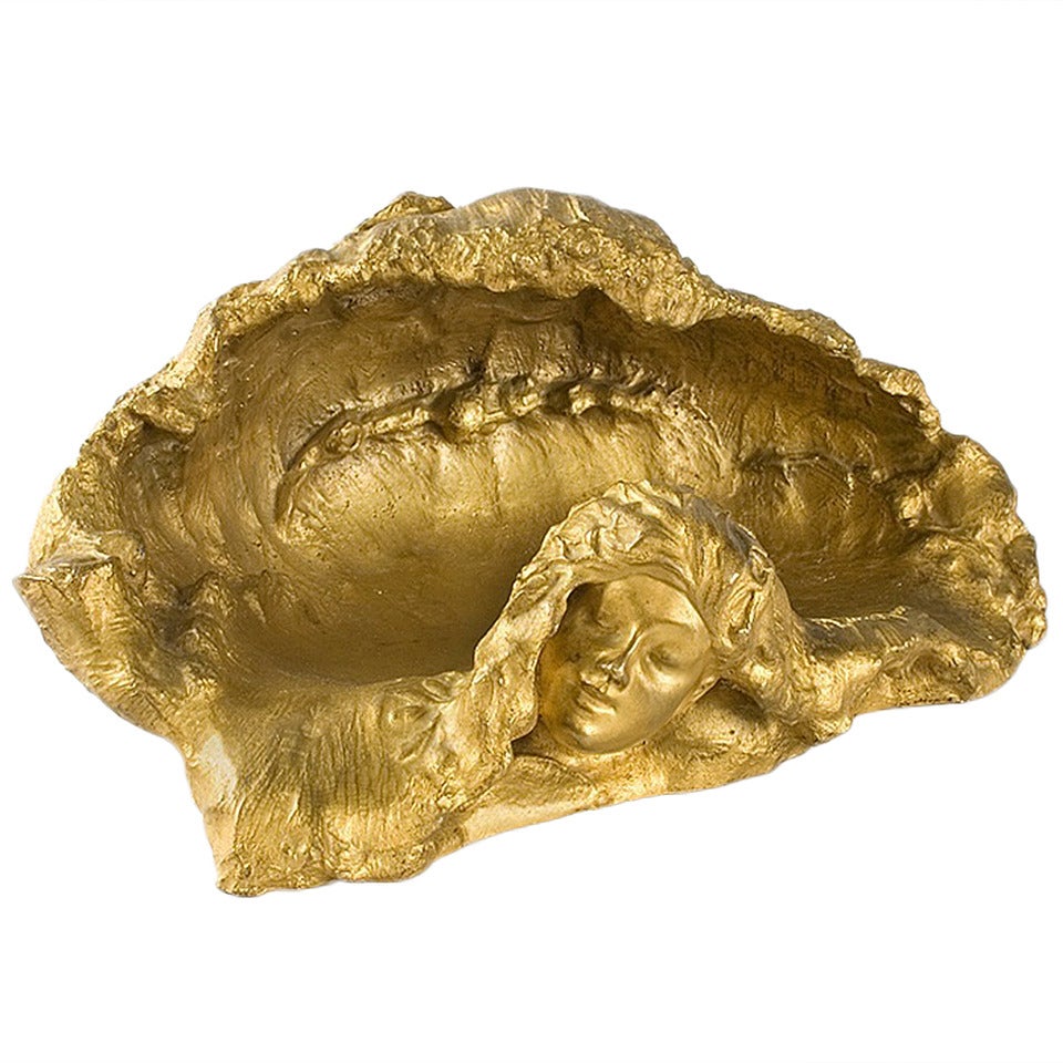 Loiseau-Rousseau French Art Nouveau Gilt Bronze Vide-Poche