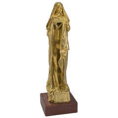 Fix-Masseau Sculpture en bronze doré Art Nouveau français