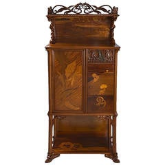 Gallé French Art Nouveau Walnut Cabinet