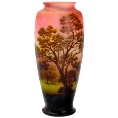 Émile Gallé Art Nouveau Cameo Glass "Landscape" Vase