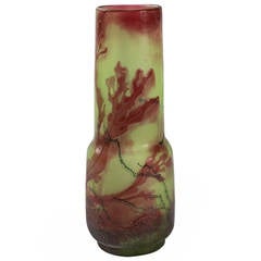 French Art Nouveau Cameo Glass Vase by Emile Gallé