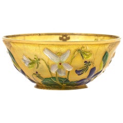 André Fernand Thesmar Plique-à-Jour Enamel Gold "Petite Coupe Sur Talon" Bowl