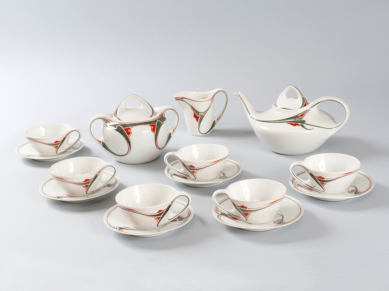 Art Nouveau Ceramic Tea Set by Maurice Dufrene