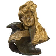 Paul François Berthoud Bronze Portrait of Sarah Bernhardt