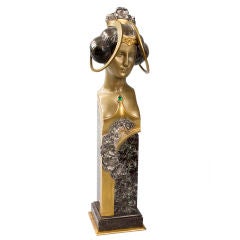 French Art Nouveau Bronze Sculpture by Korschann