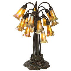 Antique Tiffany Studios New York "Eighteen Light Lily" Table Lamp