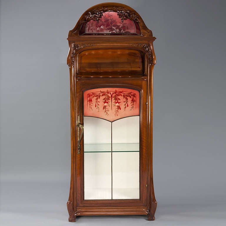 Jacques Gruber French Art Nouveau “Fuschias" Vitrine