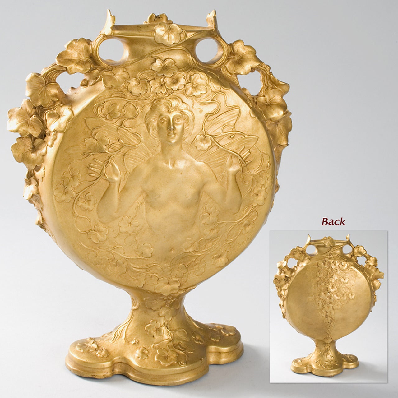 Jules Jouant French Art Nouveau Bronze Vase