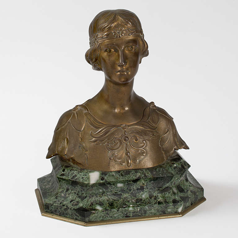 A French Art Nouveau bronze sculpture by Théophile François Somme. Titled 