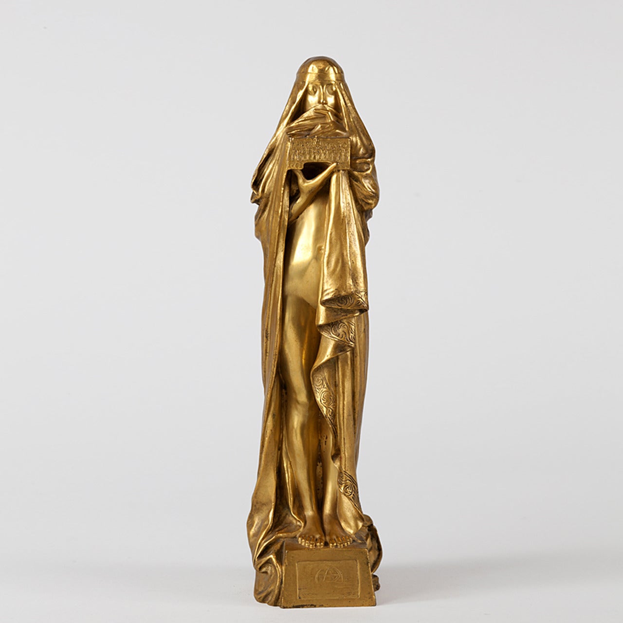 Fix-Masseau French Art Nouveau Gilt Bronze Sculpture “Le Secret”