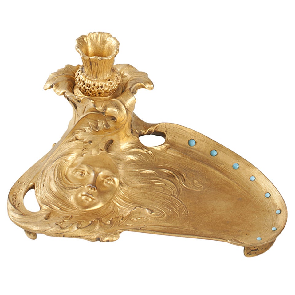 Flamand French Art Nouveau Tray and Inkwell