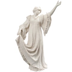 French Art Nouveau Ceramic Sculpture by Léonard