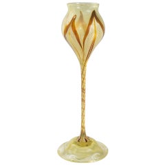 Antique Tiffany Studios New York Favrile Glass Elongated Flower Form Vase 