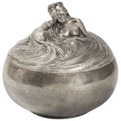 Charpentier French Art Nouveau Silvered Bronze Covered Box