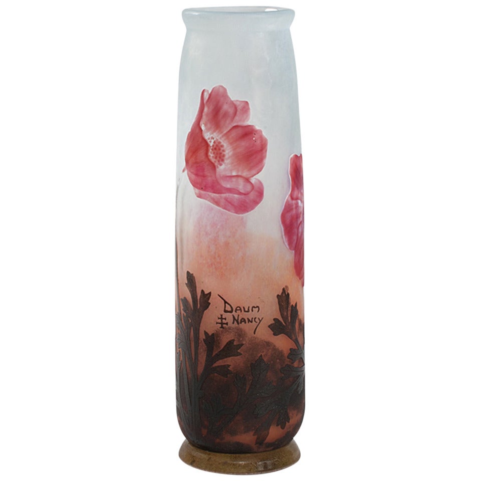 Daum French Art Nouveau Cameo Glass Vase