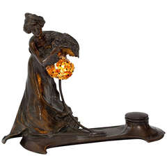 Korschann French Art Nouveau Lighted Sculpture