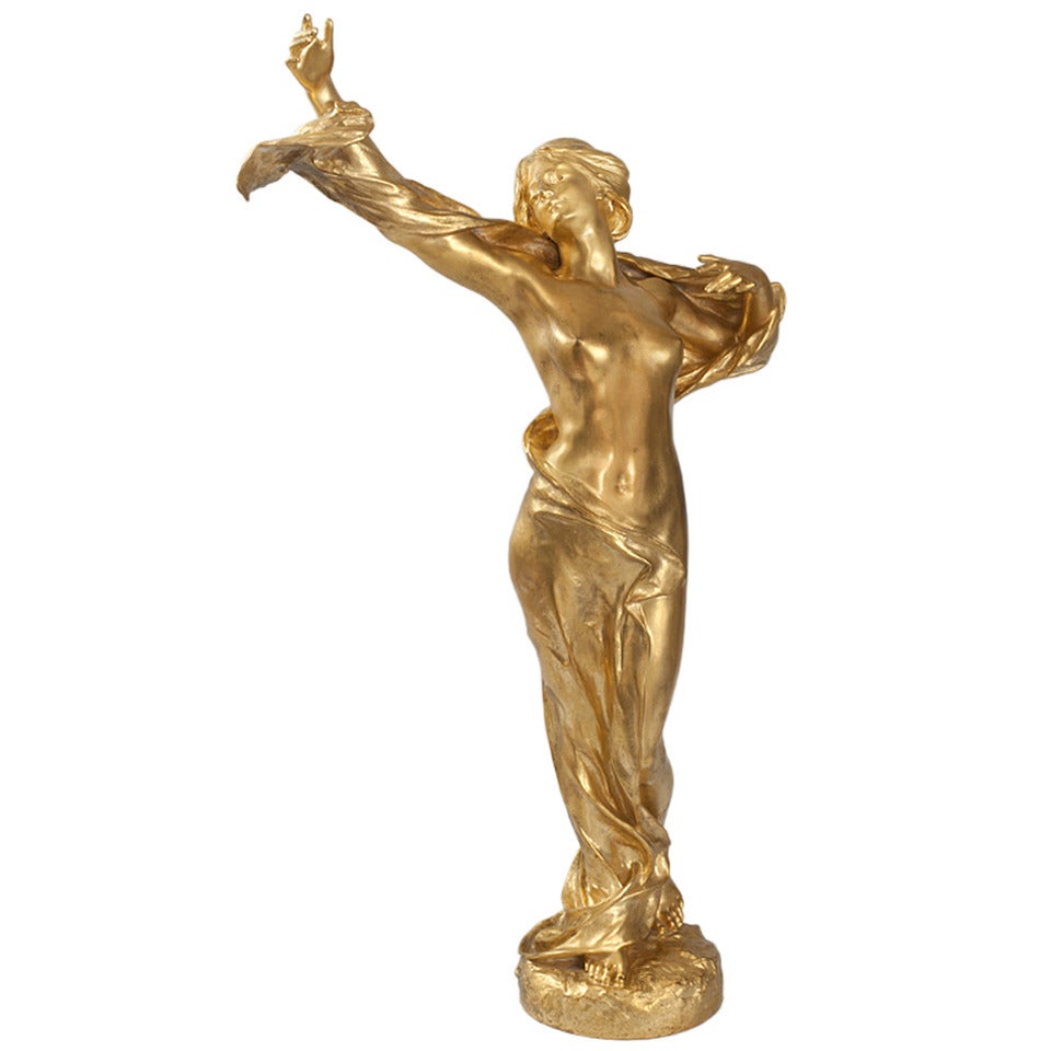 Jul Grosjean Art Nouveau Gilt Bronze Sculpture