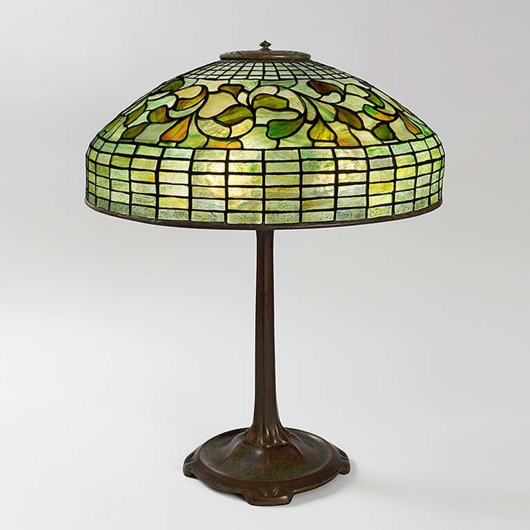Tiffany Studios, "Swirling Lemon Leaf" Table Lamp
