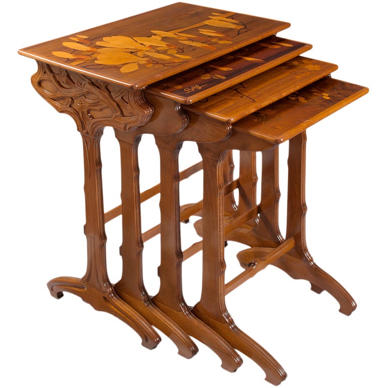 Emile Gallé French Art Nouveau  Nesting Tables