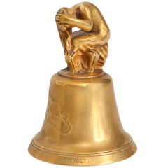 Antique Alexandre Clerget French Art Nouveau Bronze Dinner Bell