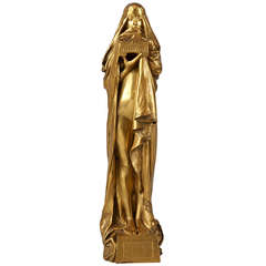 Fix-Masseau French Art Nouveau Gilt Bronze Sculpture “Le Secret”