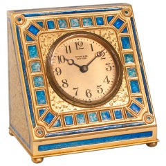 Tiffany Studios Gilt Bronze and Enamel Clock