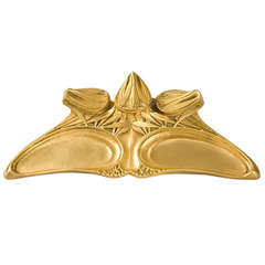 Follot French Art Nouveau Bronze Inkwell