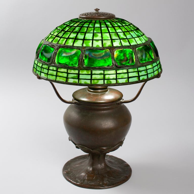 A Tiffany Studios New York glass and bronze 