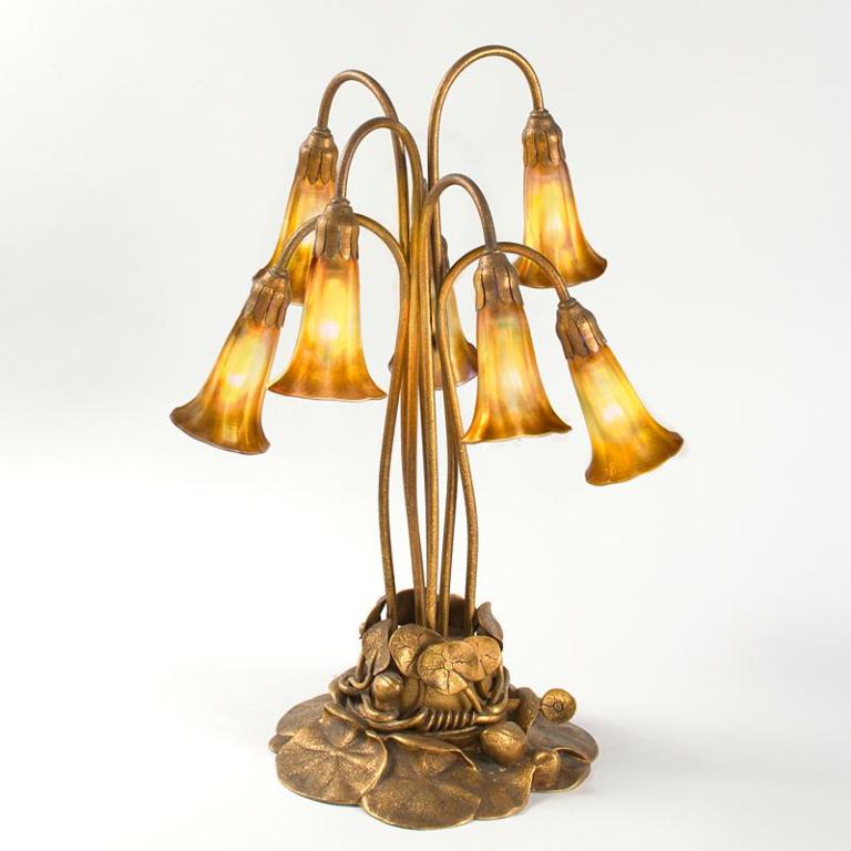 A Tiffany Studios New York glass and bronze 7-light 