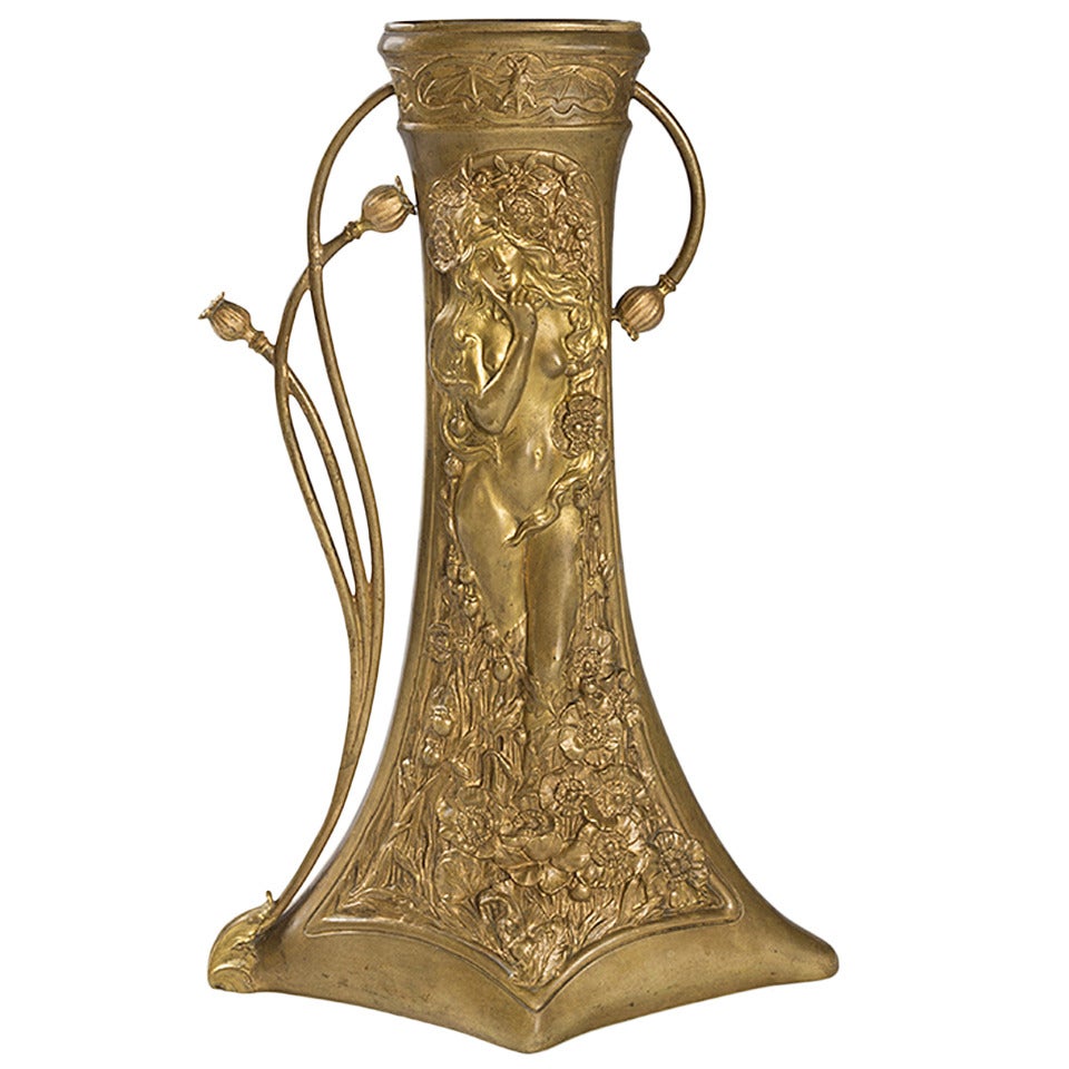 Charles Korschann French Art Nouveau Bronze Vase