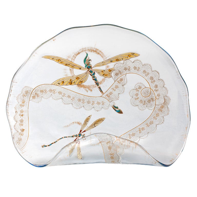 Emile Gallé Tray: Dragonflies in Flight
