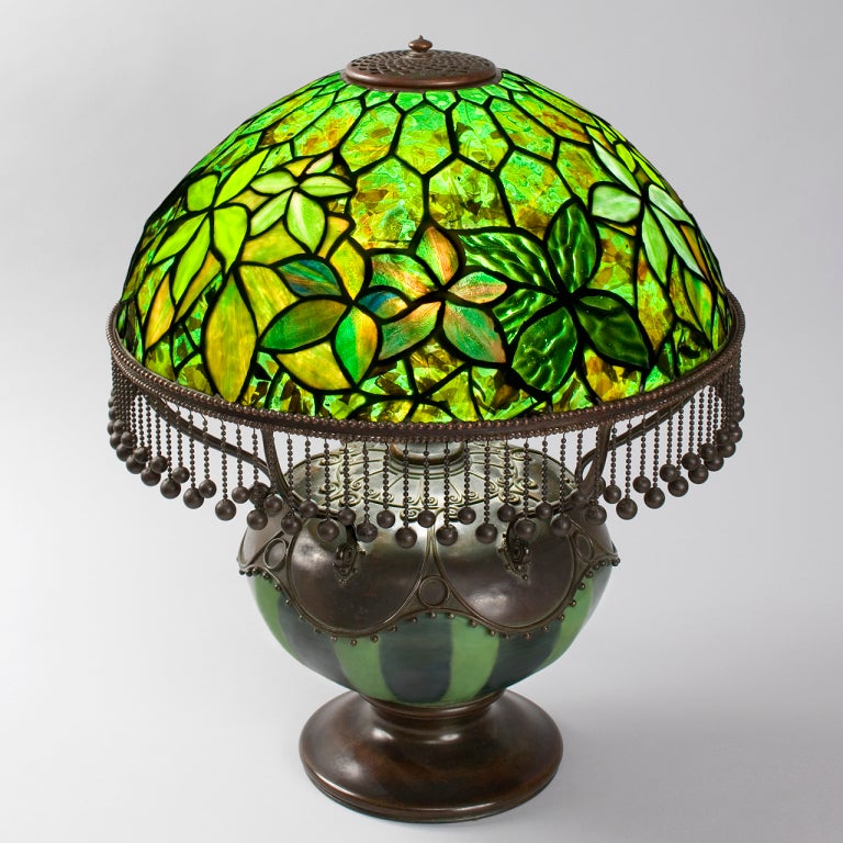 A Tiffany Studios New York glass and bronze 