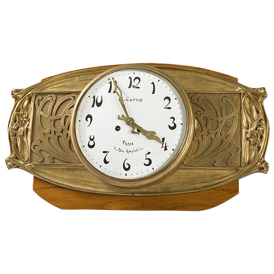 Hector Guimard French Art Nouveau Bronze Wall Clock