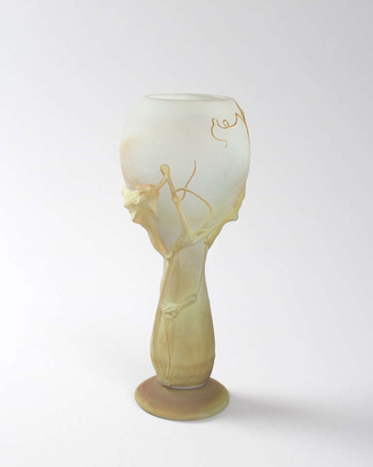 A French Art Nouveau satin-finished cameo glass vase, 
