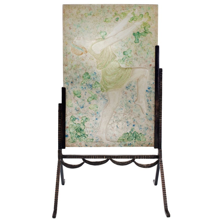 Art Nouveau Lighted Pâte-de-Verre Plaque by Walter